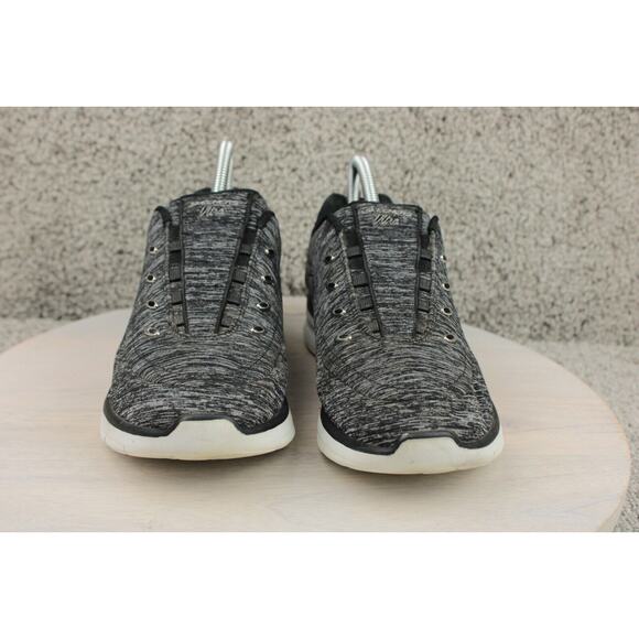 Skechers Relaxed Fit Memory Foam Sneaker Women 9 Black Gray Knit Slip On Comfort - Picture 2 of 8